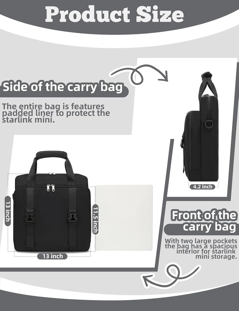 Muzale Store Starlink Mini Case Portable Star link Bag with Shoulder Straps Handle Travel Carry Bag with Cotton Liner for Accessories Black - Image 2